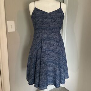 Old Navy Navy Blue Wave Pattern With Spaghetti Straps Dress